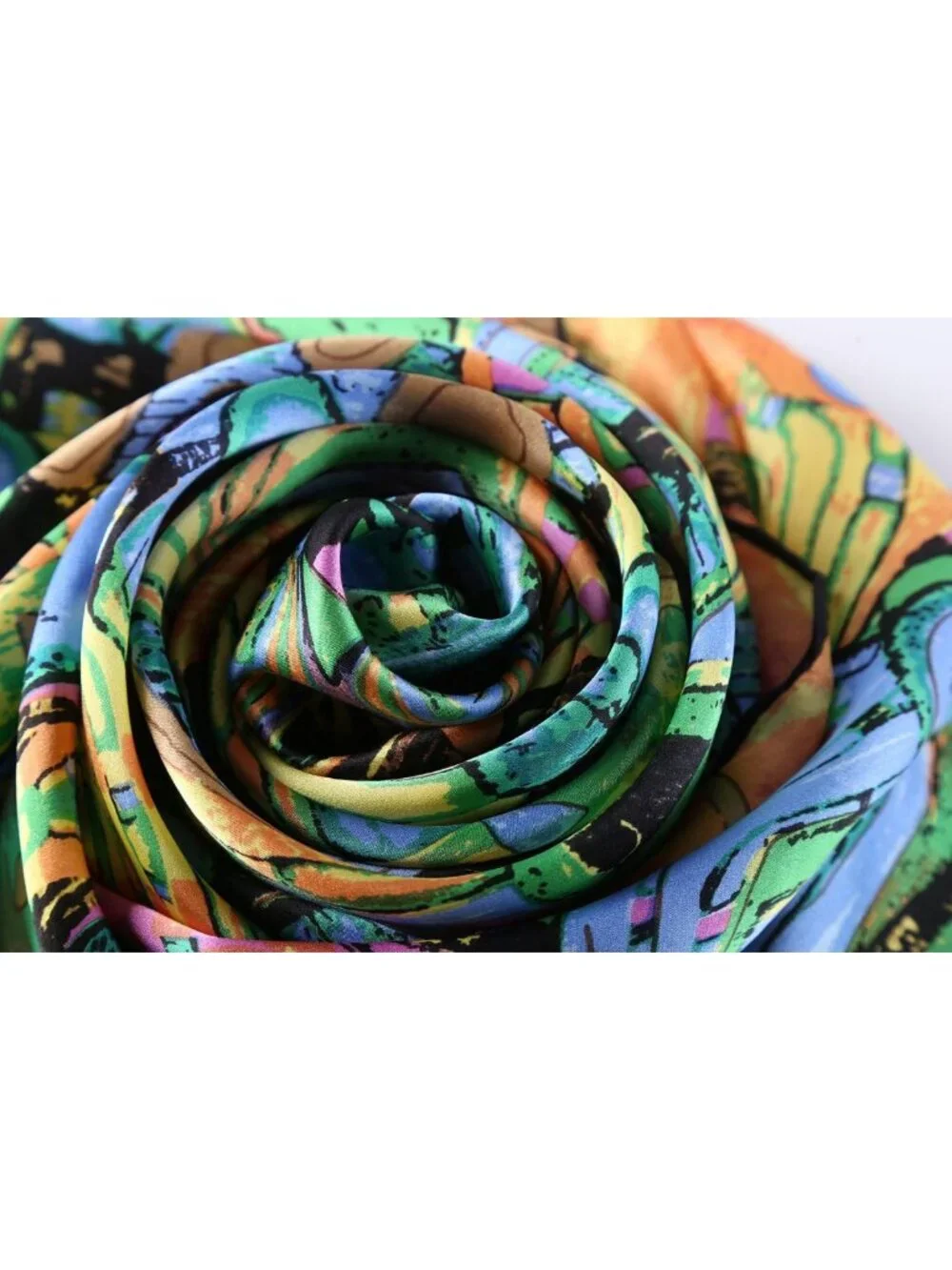 Elegant Charmeuse Silk Scarf | Classic Art Print | Luxurious Fashion Accessory